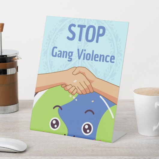 Stop Bendegeweld Handdruk voor Vrede Reclamebord Met Voetstuk (Insitu)