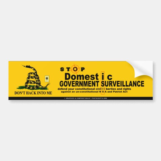 Stop binnenlandse spionage bumpersticker (Voorkant)
