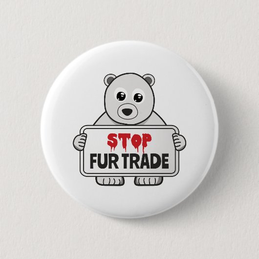 Stop Bont Handel Verdrietige Ijsbeer Ronde Button 5,7 Cm (Voorkant)