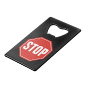 STOP Bord Creditkaart Flessenopener (Voorkant Gekanteld)