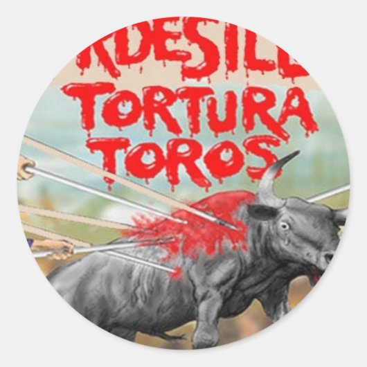 Stop Bull Fighting! Ronde Sticker (Voorkant)