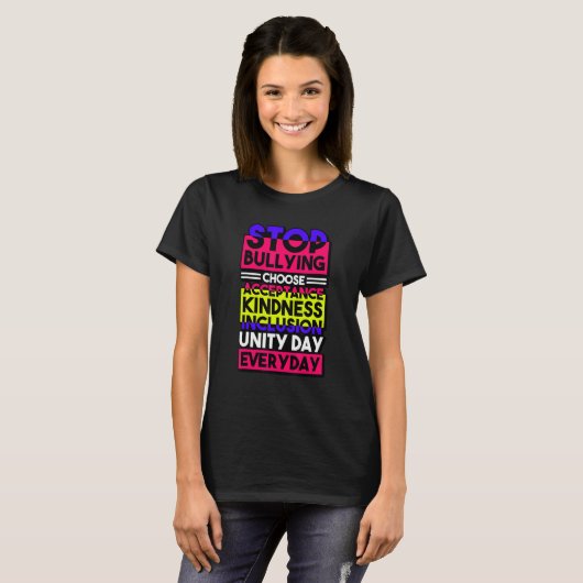 Stop Bullying Choose Acceptance Kindness Inclusion T-shirt (Voorkant volledig)