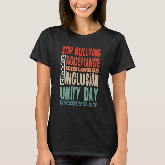 Stop Bullying Choose Acceptance Kindness Inclusion T-shirt (Voorkant)