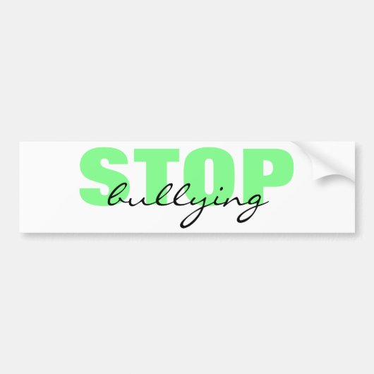 Stop Bullying Green Simple Bumpersticker (Voorkant)
