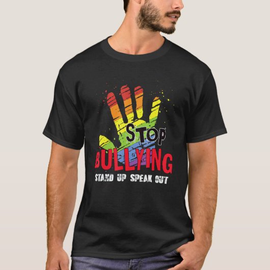 Stop Bullying Hand Supporter Stand Up Speak Anti B T-shirt (Voorkant)
