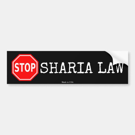 Stop Bumpersticker Sharia Law (Voorkant)
