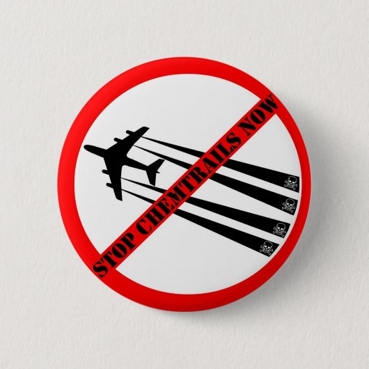 STOP CHEMTRAILS RONDE BUTTON 5,7 CM (Voorkant)