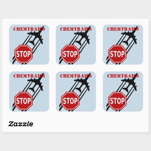 Stop chemtrails vierkante sticker (Vel)