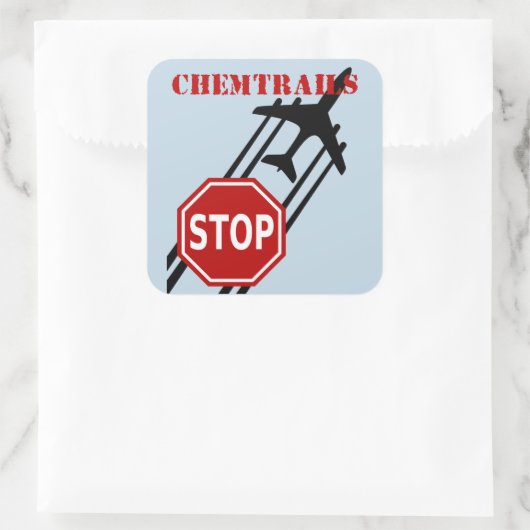 Stop chemtrails vierkante sticker (Tas)