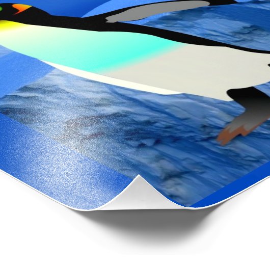 Stop Climate Change Global Warming Emperor Penguin Foto Afdruk (Hoek)