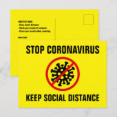 Stop Corona Virus Covid 19 Vertraag de spread Briefkaart (Voorkant / Achterkant)
