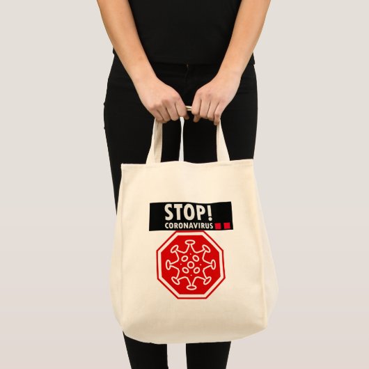 Stop Coronavirus! Ellebpomhandshake, afstand Tote Bag (Voorkant (product))