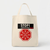 Stop Coronavirus! Ellebpomhandshake, afstand Tote Bag (Voorkant)