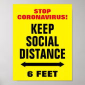 Stop CoronaVirus slogan Keep Social Distance-teken Poster (Voorkant)
