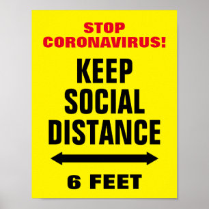Stop CoronaVirus slogan Keep Social Distance-teken Poster