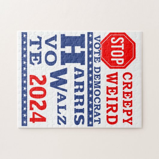 Stop Creepy Weird Vote Harris Walz 2024 Legpuzzel (Horizontaal)
