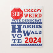 Stop Creepy Weird Vote Harris Walz 2024 Legpuzzel (Verticaal)