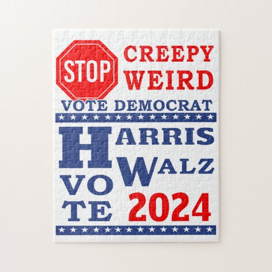 Stop Creepy Weird Vote Harris Walz 2024 Legpuzzel (Verticaal)