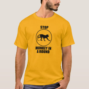 Stop de aap in een ronde t-shirt