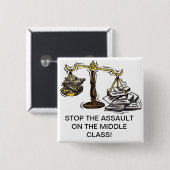 STOP DE ASSAULT OP DE KLASSE MIDDEN VIERKANTE BUTTON 5,1 CM (Voorkant /achterkant)