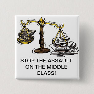 STOP DE ASSAULT OP DE KLASSE MIDDEN VIERKANTE BUTTON 5,1 CM