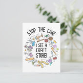 Stop de auto! Ik zie een Craft Store Briefkaart (Staand voorkant)