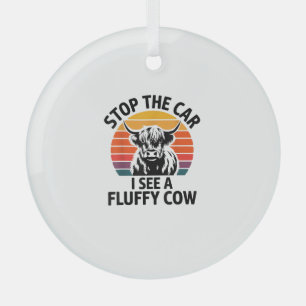 Stop de auto Ik zie pluizige Koe Retro Highland Ko Glas Ornament