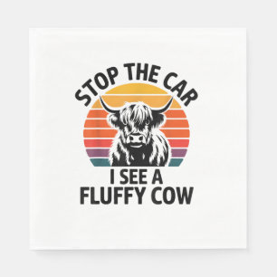 Stop de auto Ik zie pluizige Koe Retro Highland Ko Servet