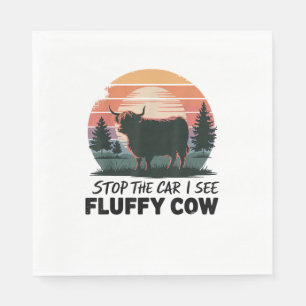 Stop de auto Zie Fluffy Koe Highland Koe Boerderij Servet