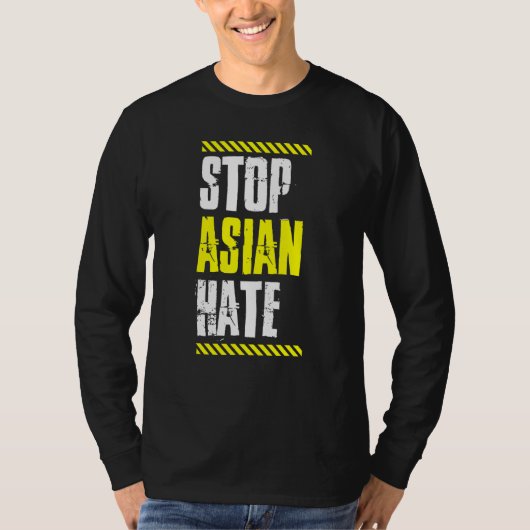 Stop de Aziatische Hate Warning Tape American Prid T-shirt (Voorkant)