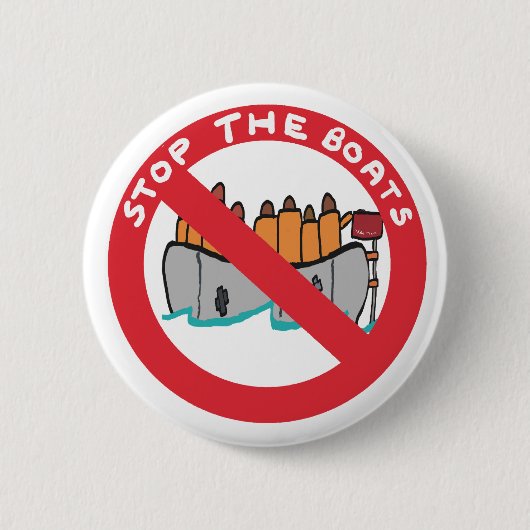 Stop De Boten Ronde Button 5,7 Cm (Voorkant)