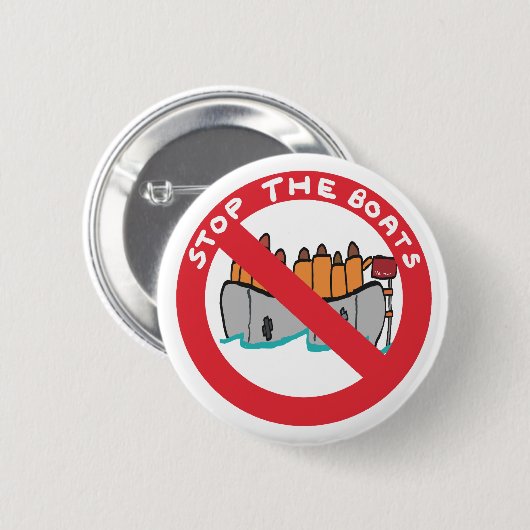 Stop De Boten Ronde Button 5,7 Cm (Voorkant /achterkant)