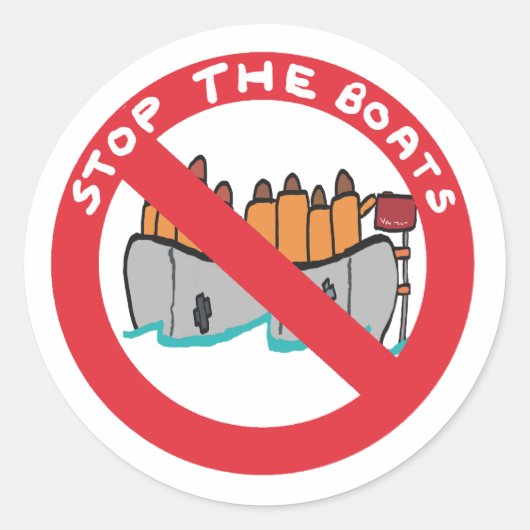 Stop De Boten Ronde Sticker (Voorkant)