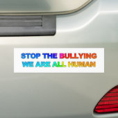 STOP DE BULLYING - WE ZIJN ALLEMAAL MENSELIJK (2) BUMPERSTICKER (Op auto)