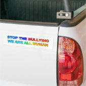 STOP DE BULLYING - WE ZIJN ALLEMAAL MENSELIJK (2) BUMPERSTICKER (Op Truck)