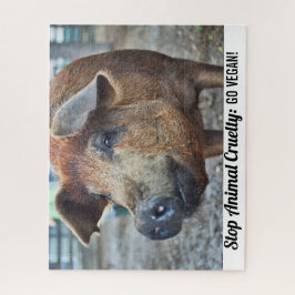 Stop de dierenmishandeling met bruin varken legpuzzel
