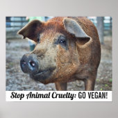 Stop de dierenmishandeling met bruin varken poster (Voorkant)