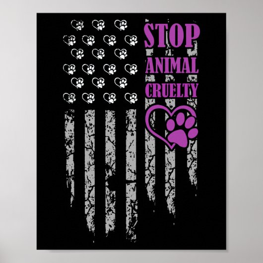 Stop de dierenmishandeling van de Amerikaanse vlag Poster (Voorkant)