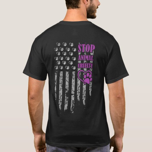 Stop de dierenmishandeling van de Amerikaanse vlag T-shirt (Achterkant)
