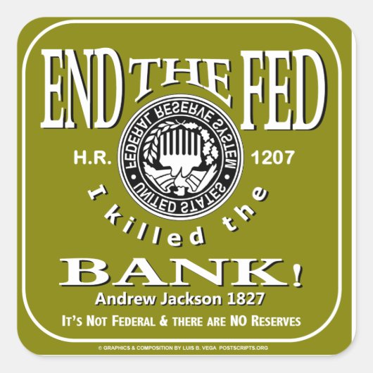 Stop de Fed! Vierkante Sticker (Voorkant)