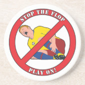 STOP DE FLAP ZANDSTEEN ONDERZETTER (Voorkant)