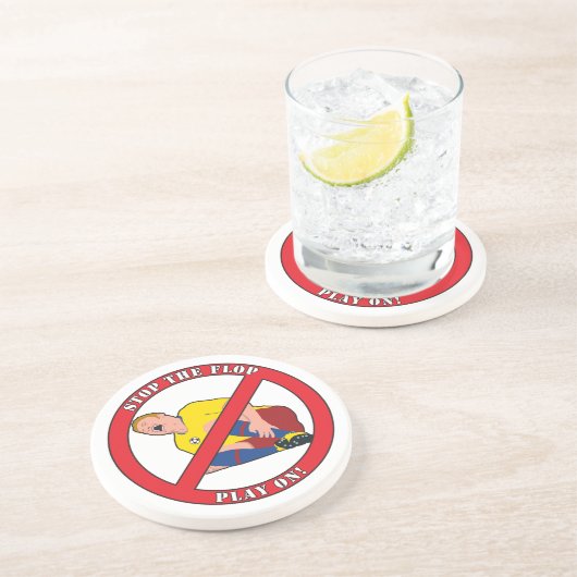 STOP DE FLAP ZANDSTEEN ONDERZETTER (Zijkant)