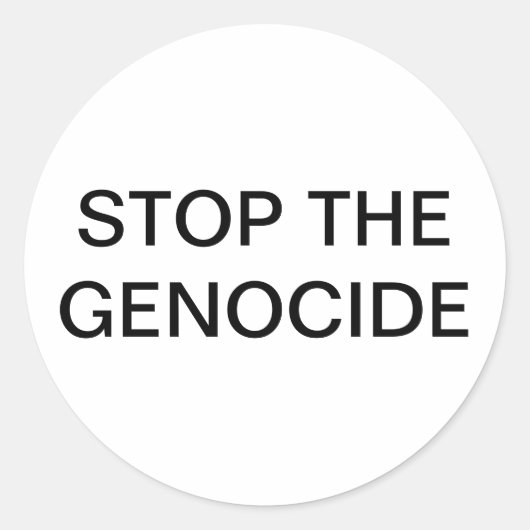 Stop de genocide Hankamer Artjunkhaus Comic Ronde Sticker (Voorkant)