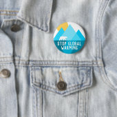 Stop de Global Warming Polar Beer Glacier Button (In situ)