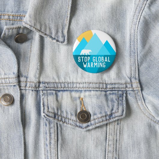 Stop de Global Warming Polar Beer Glacier Button (In situ)