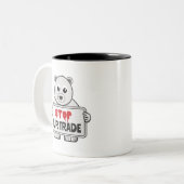 Stop de handel in zand polarBeer Tweekleurige Koffiemok (Voorkant links)