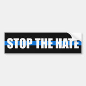 "STOP DE HATE" OP DE THIN BLUE LIJN BUMPERSTICKER (Voorkant)