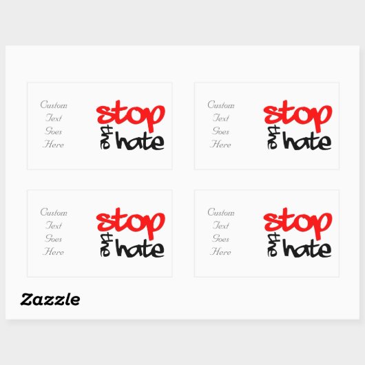 Stop de Hate Rechthoekige Sticker (Vel)
