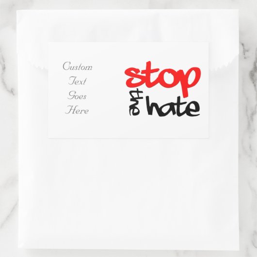 Stop de Hate Rechthoekige Sticker (Tas)