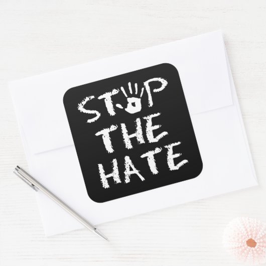 Stop de Hate Vierkante Sticker (Envelop)